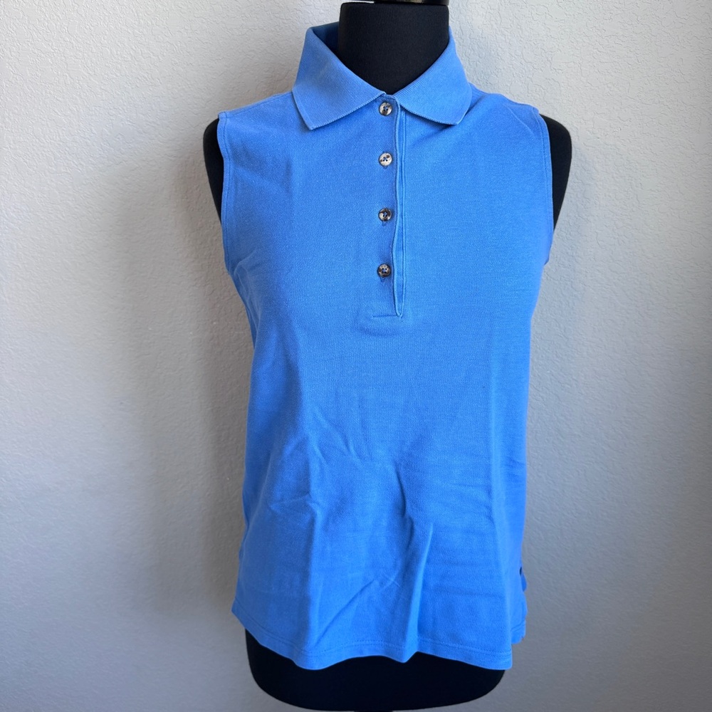 Cross Creek Blue Sleeveless Polo Top Golf Tennis Shirt Size Small
